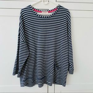 Fresh Produce Navy/White Cotton Stripe Shirt W/ Front Pocket